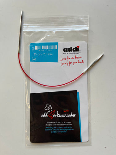 Addi 'Sock Wonder' lace Circular Needle (nickel free, metal tips)